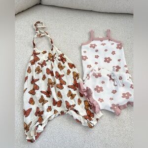 Angel Dear Butterfly Print Romper and Floral Set